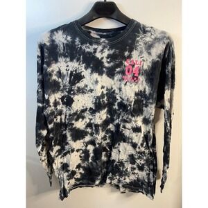 Flirtitude Active Womens XL Tie Dye Long Sleeve T-Shirt Black White Cali 04 Pink